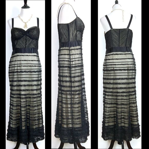 St. John Black Mesh Tule Formal Evening Prom Dress Silk Lining Sz 8 - Picture 1 of 16